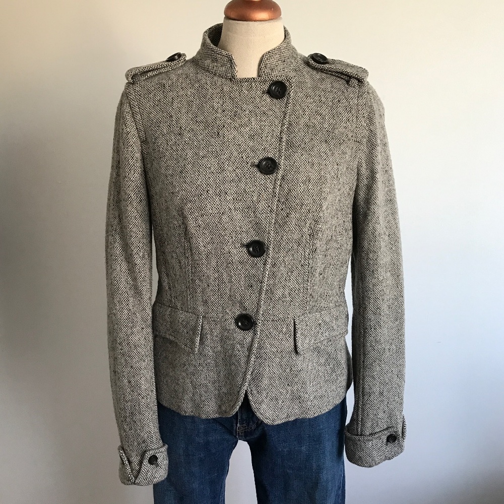 Gap - Grey Tweed Fitted Button up Jacket